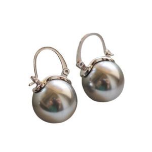 Kate Spade Silver Shine on Gray Pearl Drop Earrings with Dust Bag